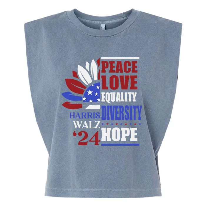 Kamala Harris Tim Walz 2024 Peace Lgbt Harris Waltz 2024 Garment-Dyed Women's Muscle Tee