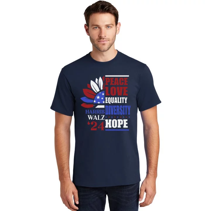 Kamala Harris Tim Walz 2024 Peace Lgbt Harris Waltz 2024 Tall T-Shirt