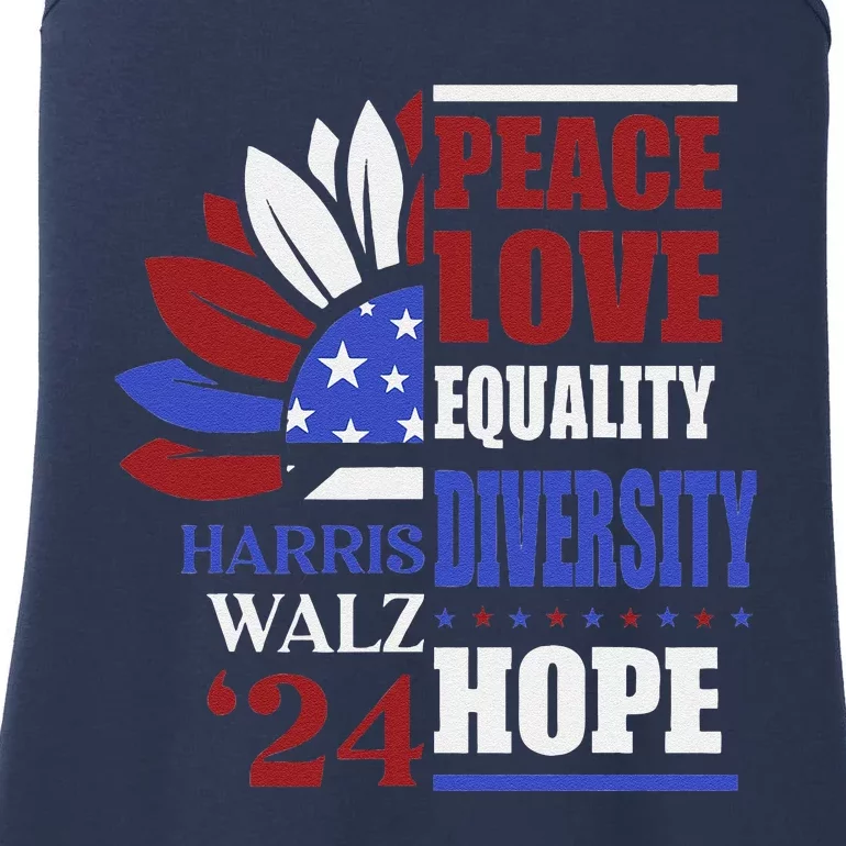 Kamala Harris Tim Walz 2024 Peace Lgbt Harris Waltz 2024 Ladies Essential Tank