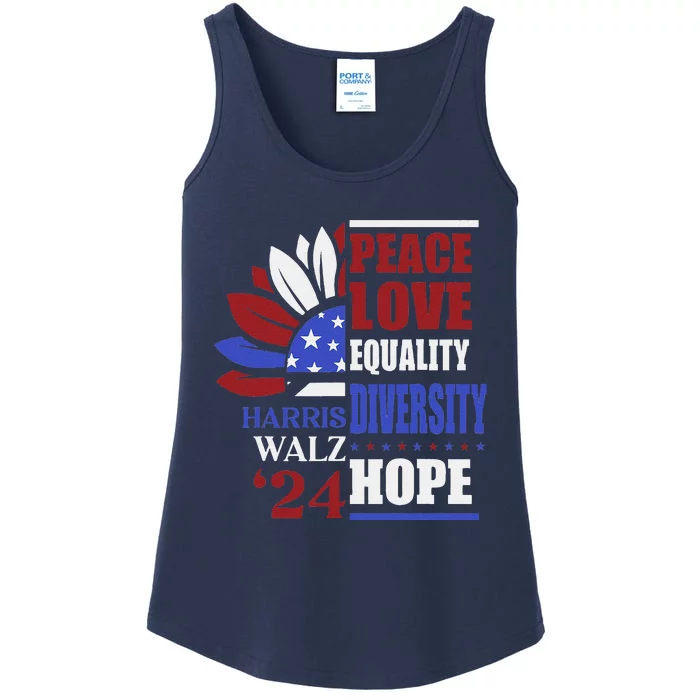 Kamala Harris Tim Walz 2024 Peace Lgbt Harris Waltz 2024 Ladies Essential Tank