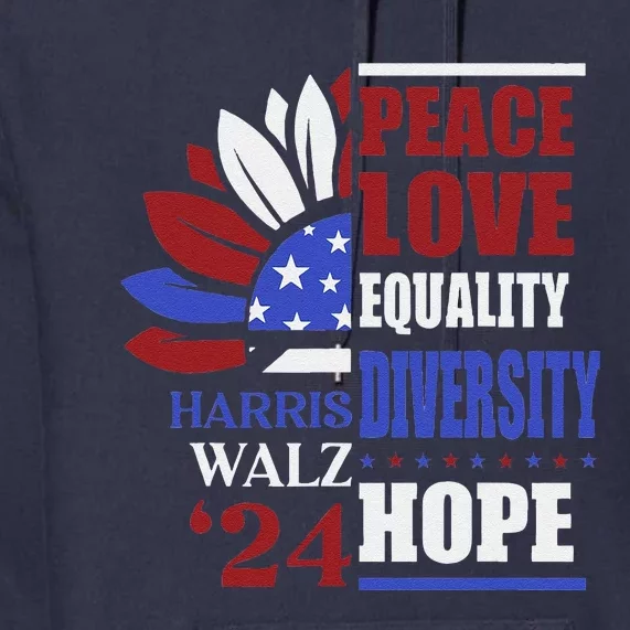 Kamala Harris Tim Walz 2024 Peace Lgbt Harris Waltz 2024 Premium Hoodie