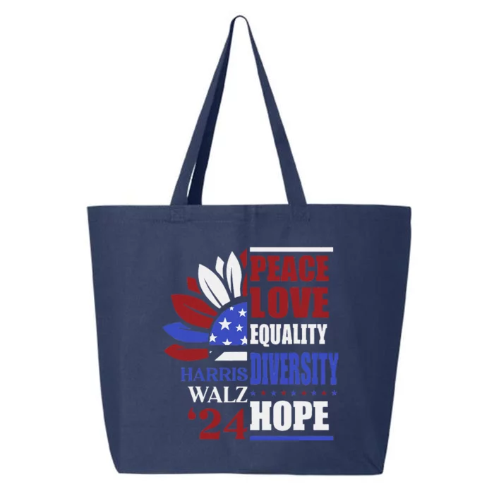 Kamala Harris Tim Walz 2024 Peace Lgbt Harris Waltz 2024 25L Jumbo Tote