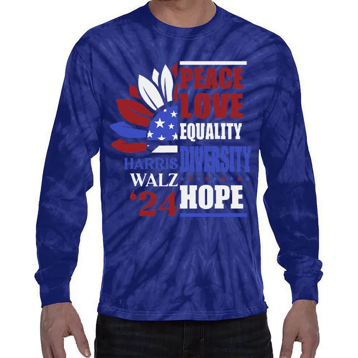 Kamala Harris Tim Walz 2024 Peace Lgbt Harris Waltz 2024 Tie-Dye Long Sleeve Shirt