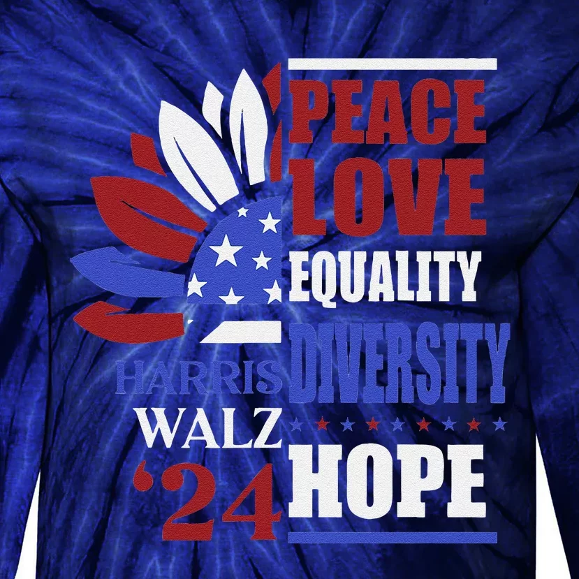 Kamala Harris Tim Walz 2024 Peace Lgbt Harris Waltz 2024 Tie-Dye Long Sleeve Shirt