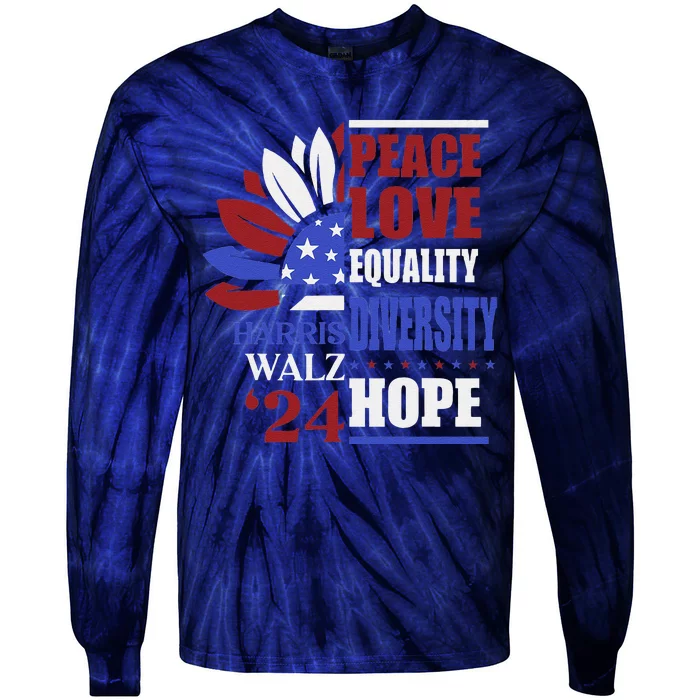 Kamala Harris Tim Walz 2024 Peace Lgbt Harris Waltz 2024 Tie-Dye Long Sleeve Shirt