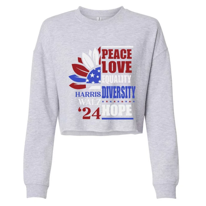 Kamala Harris Tim Walz 2024 Peace Lgbt Harris Waltz 2024 Cropped Pullover Crew