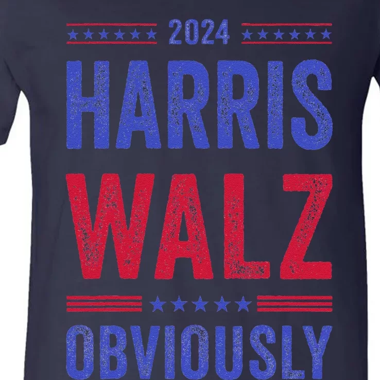 Kamala Harris Tim Walz Obviously Election 2024 Harris Waltz V-Neck T-Shirt