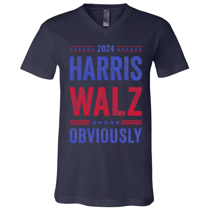 Kamala Harris Tim Walz Obviously Election 2024 Harris Waltz V-Neck T-Shirt