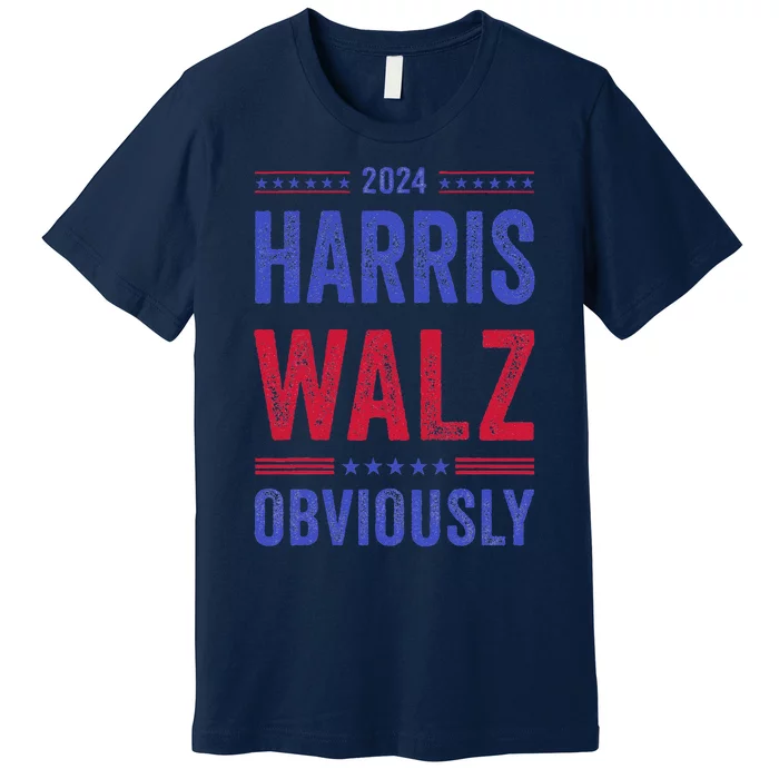 Kamala Harris Tim Walz Obviously Election 2024 Harris Waltz Premium T-Shirt