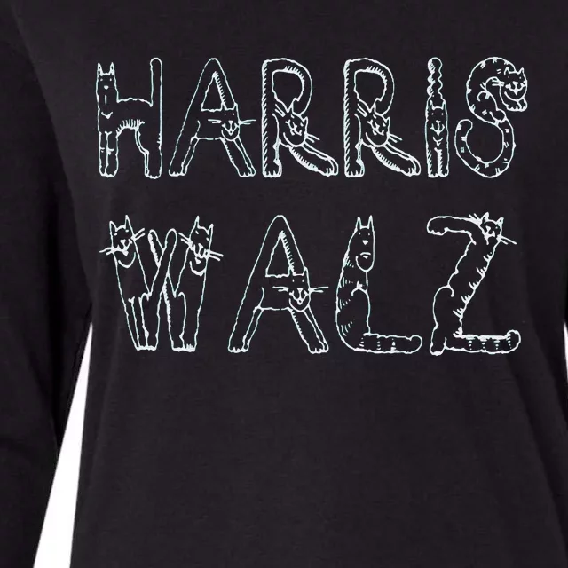 Kamala Harris Tim Walz Waltz Cat 2024 Womens Cotton Relaxed Long Sleeve T-Shirt