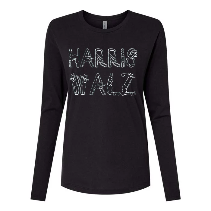 Kamala Harris Tim Walz Waltz Cat 2024 Womens Cotton Relaxed Long Sleeve T-Shirt