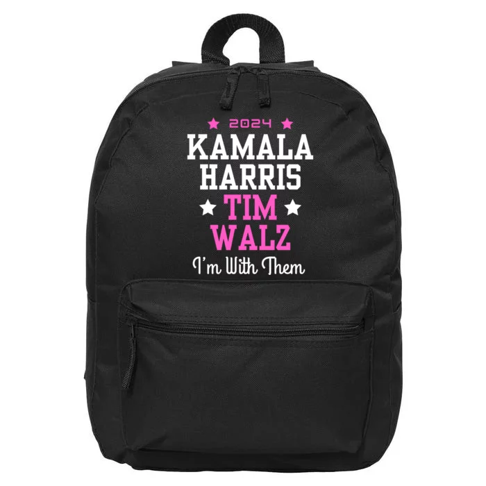 Kamala Harris Tim Walz 2024 President Election I’M With Them 16 in Basic Backpack