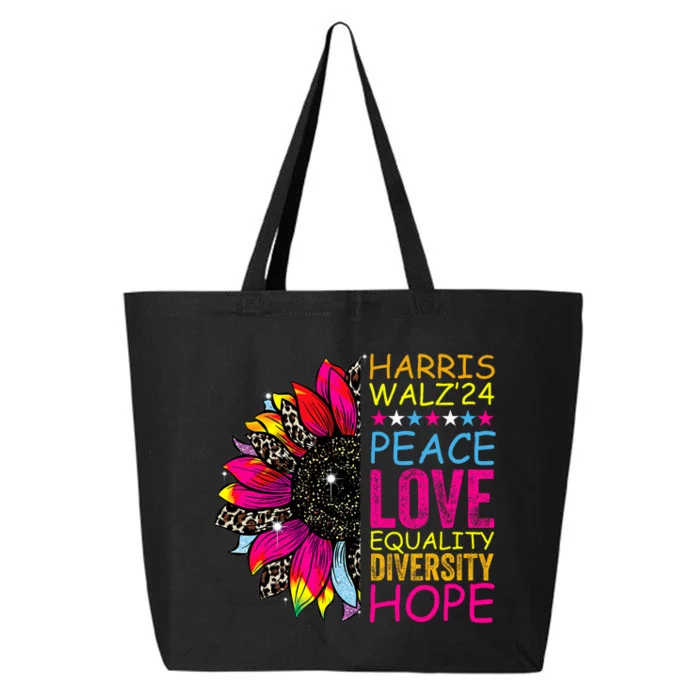 Kamala Harris Tim Walz 2024 Peace Lgbt Harris Walz Waltz 25L Jumbo Tote