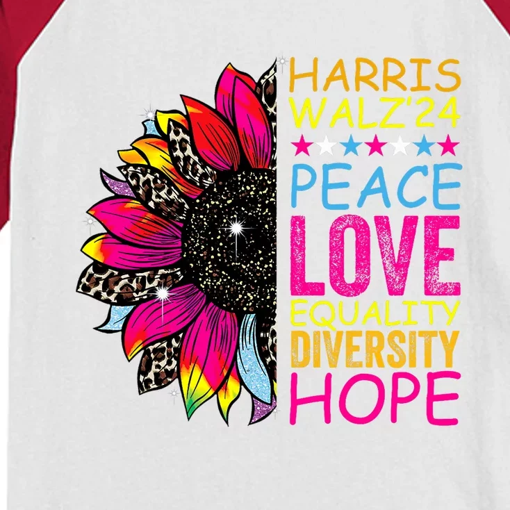 Kamala Harris Tim Walz 2024 Peace Lgbt Harris Walz Waltz Kids Colorblock Raglan Jersey