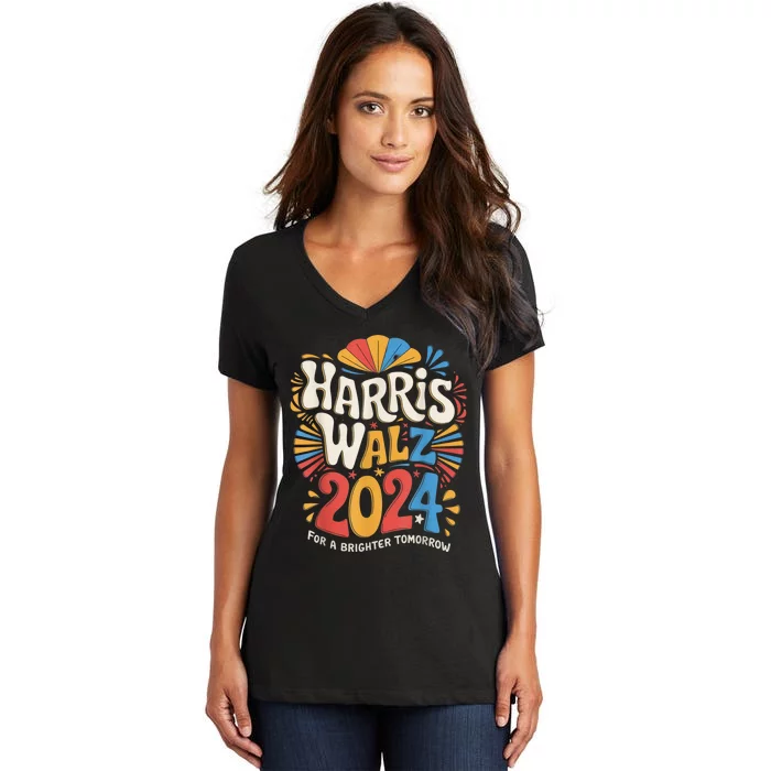 Kamala Harris Tim Waltz Campaign Harris Walz 2024 Election Women's V-Neck T-Shirt