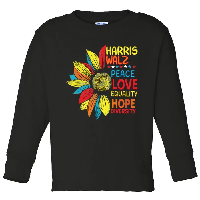 Kamala Harris Tim Walz 2024 Peace Lgbt Harris Walz Waltz Toddler Long Sleeve Shirt