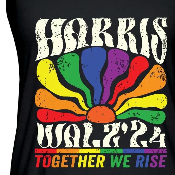 Kamala Harris Tim Walz Pride Lgbt 2024 Together We Rise Ladies Essential Flowy Tank