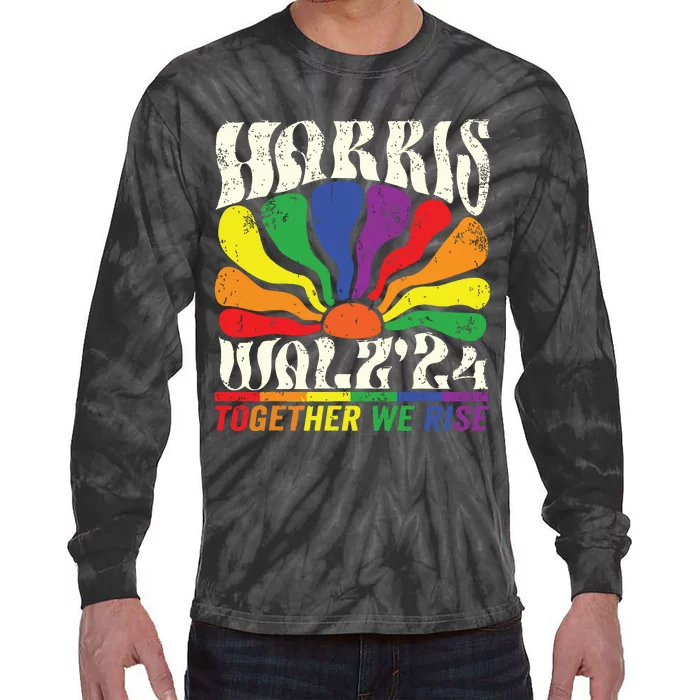 Kamala Harris Tim Walz Pride Lgbt 2024 Together We Rise Tie-Dye Long Sleeve Shirt