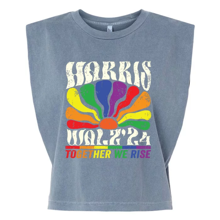 Kamala Harris Tim Walz Pride Lgbt 2024 Together We Rise Garment-Dyed Women's Muscle Tee