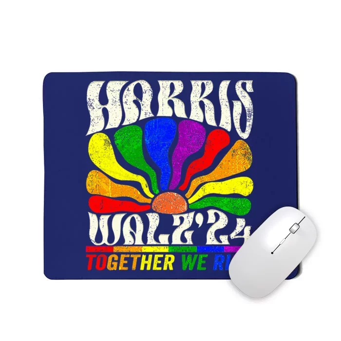 Kamala Harris Tim Walz Pride Lgbt 2024 Together We Rise Mousepad