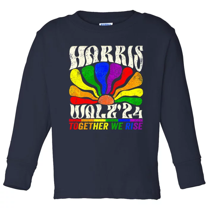 Kamala Harris Tim Walz Pride Lgbt 2024 Together We Rise Toddler Long Sleeve Shirt