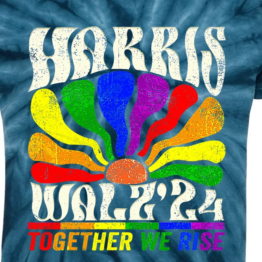 Kamala Harris Tim Walz Pride Lgbt 2024 Together We Rise Kids Tie-Dye T-Shirt