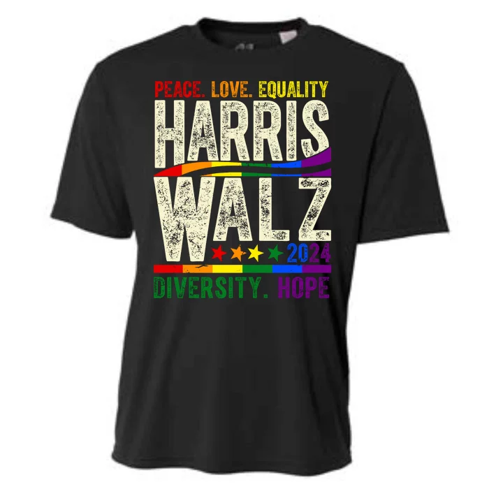 Kamala Harris Tim Walz 2024 Peace Love Lgbtq Vintage Cooling Performance Crew T-Shirt