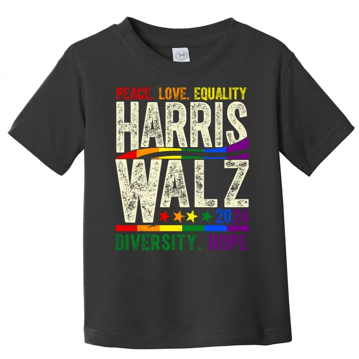 Kamala Harris Tim Walz 2024 Peace Love Lgbtq Vintage Toddler T-Shirt