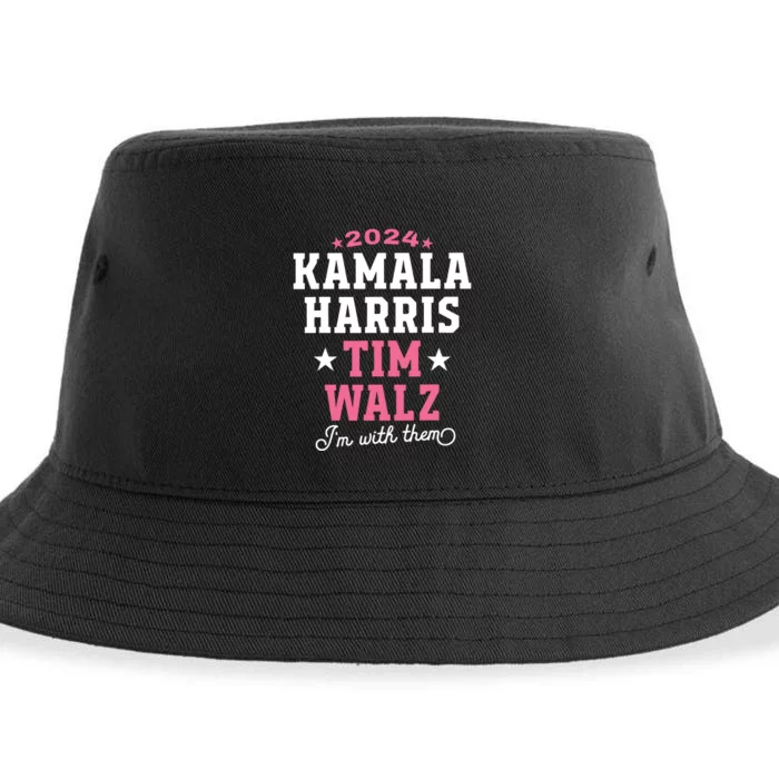 Kamala Harris Tim Walz 2024 President Election Im With Them Sustainable Bucket Hat