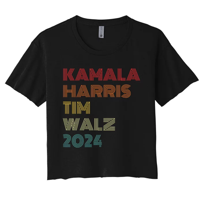 Kamala Harris Tim Walz Vintage Style Women's Crop Top Tee