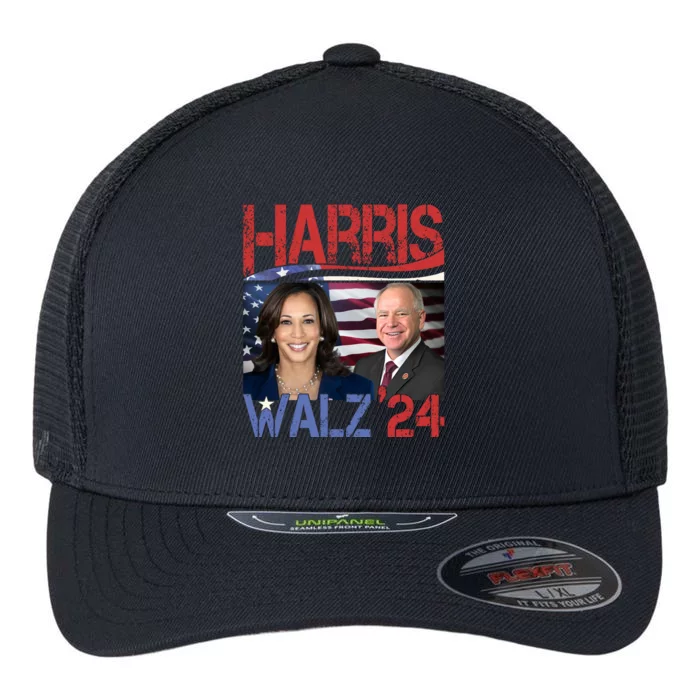 Kamala Harris Tim Walz 2024 Election Flexfit Unipanel Trucker Cap