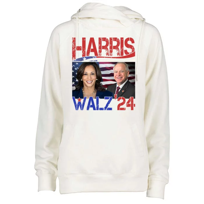 Kamala Harris Tim Walz 2024 Election Womens Funnel Neck Pullover Hood