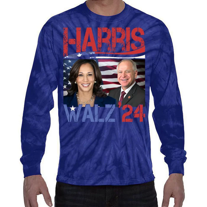 Kamala Harris Tim Walz 2024 Election Tie-Dye Long Sleeve Shirt