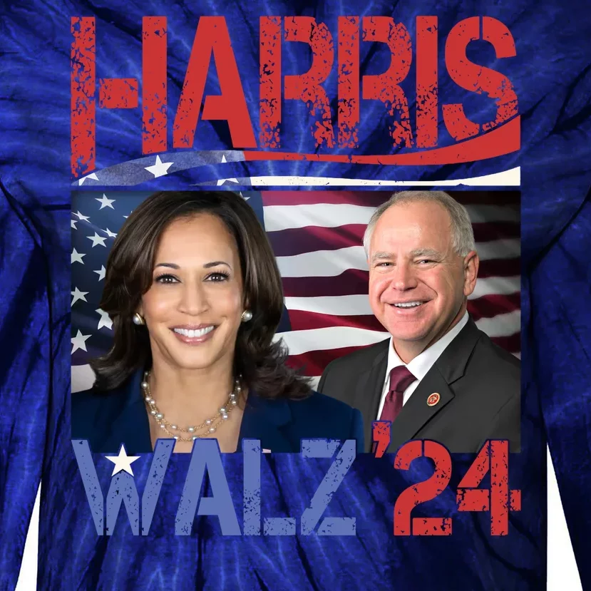 Kamala Harris Tim Walz 2024 Election Tie-Dye Long Sleeve Shirt