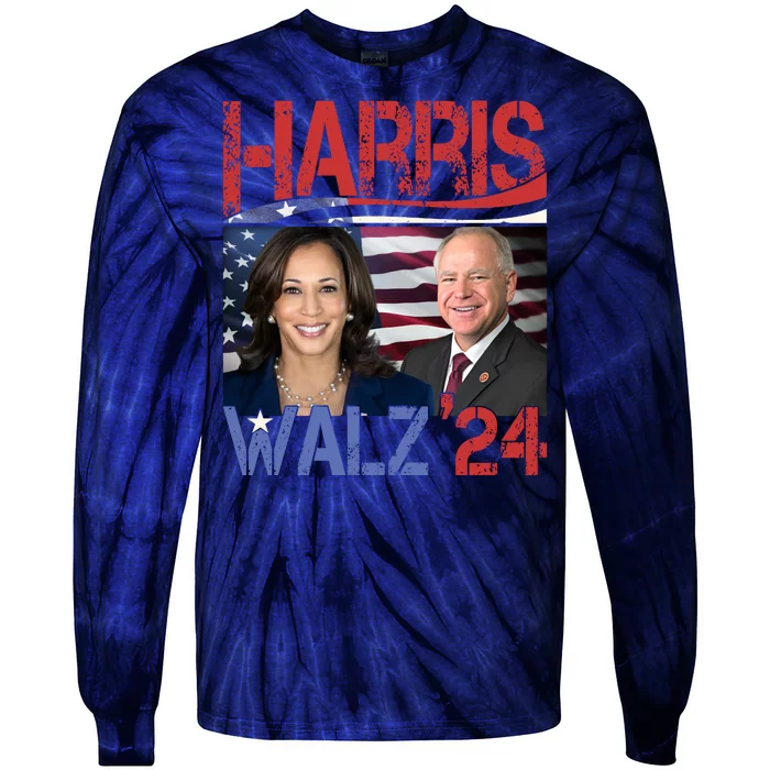 Kamala Harris Tim Walz 2024 Election Tie-Dye Long Sleeve Shirt