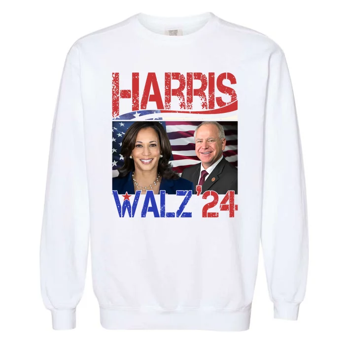 Kamala Harris Tim Walz 2024 Election Garment-Dyed Sweatshirt