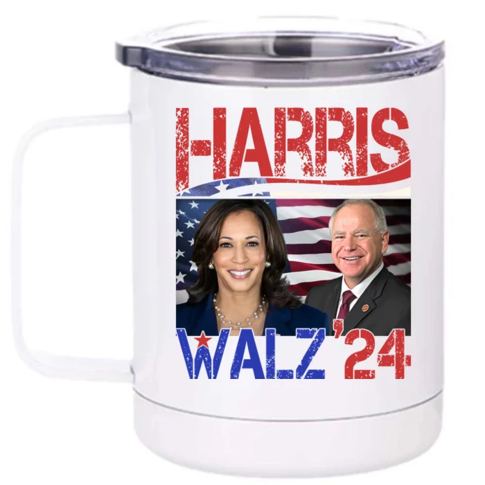 Kamala Harris Tim Walz 2024 Election Front & Back 12oz Stainless Steel Tumbler Cup