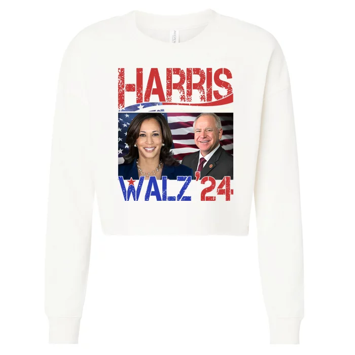 Kamala Harris Tim Walz 2024 Election Cropped Pullover Crew