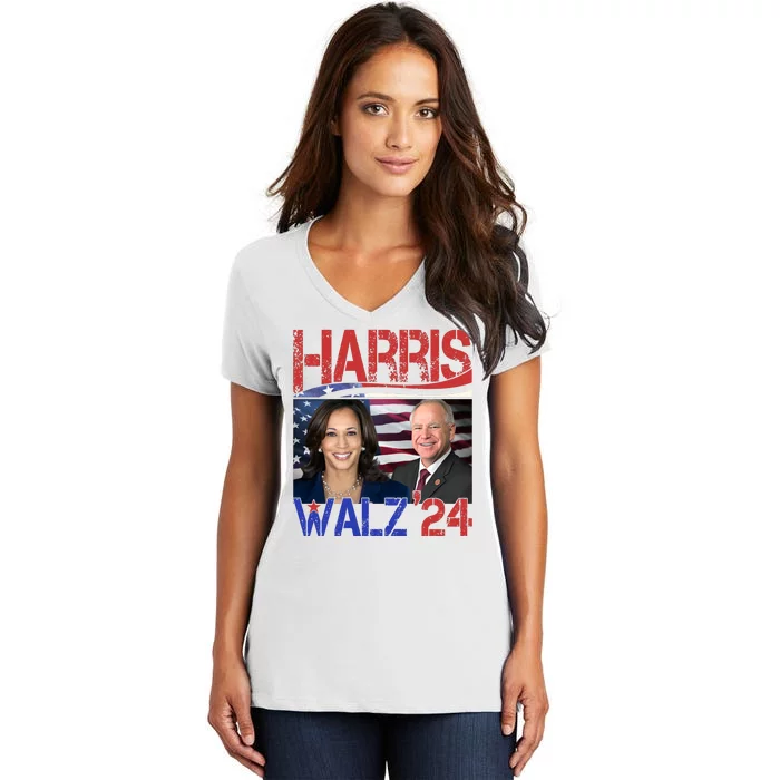 Kamala Harris Tim Walz 2024 Election Women's V-Neck T-Shirt