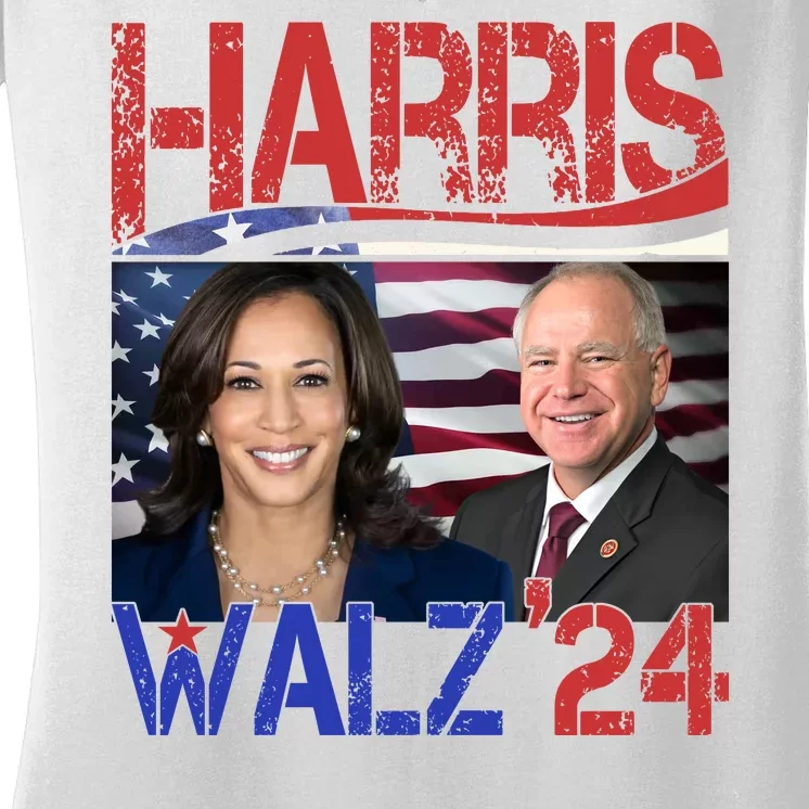 Kamala Harris Tim Walz 2024 Election Women's V-Neck T-Shirt