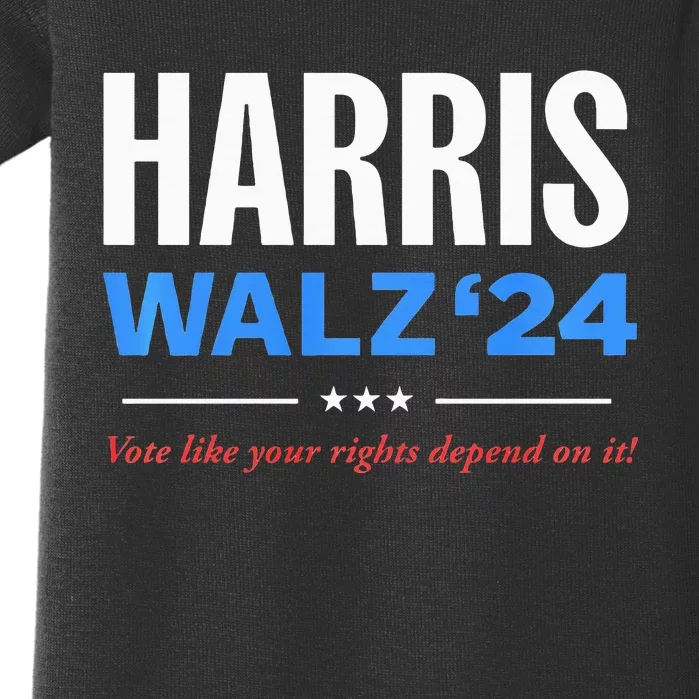 Kamala Harris Tim Walz 24 Vote Like Your Rights Depend On It Baby Bodysuit