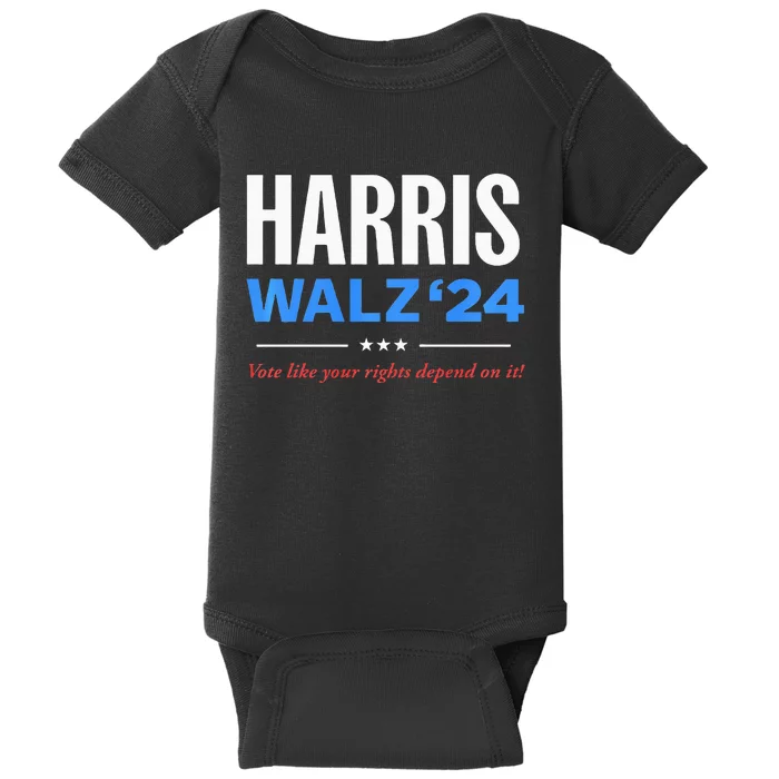 Kamala Harris Tim Walz 24 Vote Like Your Rights Depend On It Baby Bodysuit