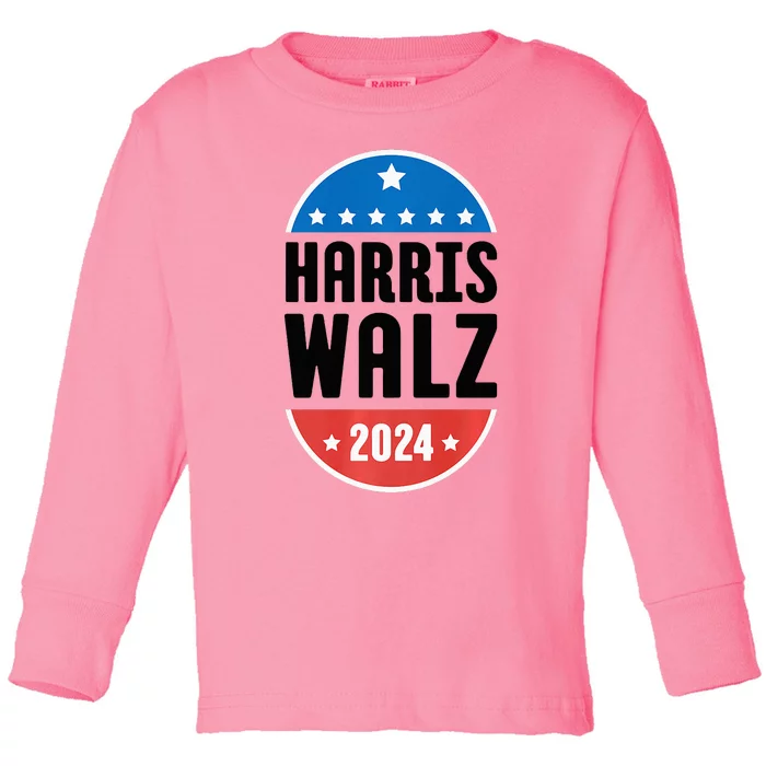 Kamala Harris Tim Walz 2024 Toddler Long Sleeve Shirt