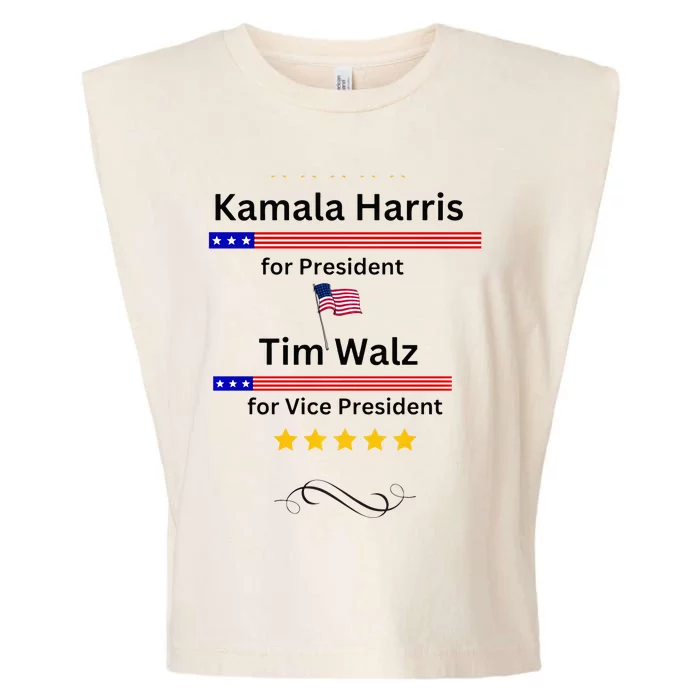 Kamala Harris Tim Walz For President And Vice President Vote Garment-Dyed Women's Muscle Tee