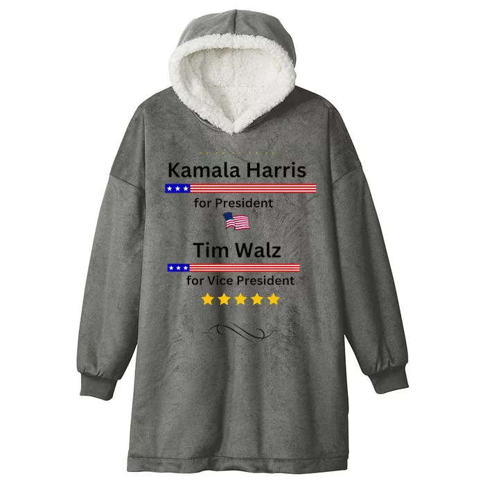 Kamala Harris Tim Walz For President And Vice President Vote Hooded Wearable Blanket