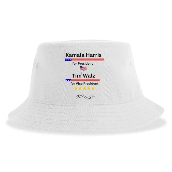 Kamala Harris Tim Walz For President And Vice President Vote Sustainable Bucket Hat