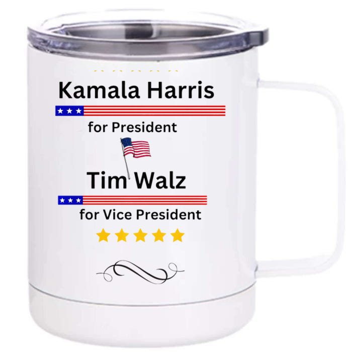 Kamala Harris Tim Walz For President And Vice President Vote 12 oz Stainless Steel Tumbler Cup