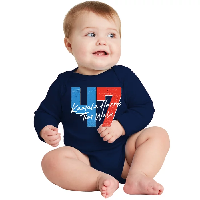 Kamala Harris Tim Walz 47 2024 Election Baby Long Sleeve Bodysuit