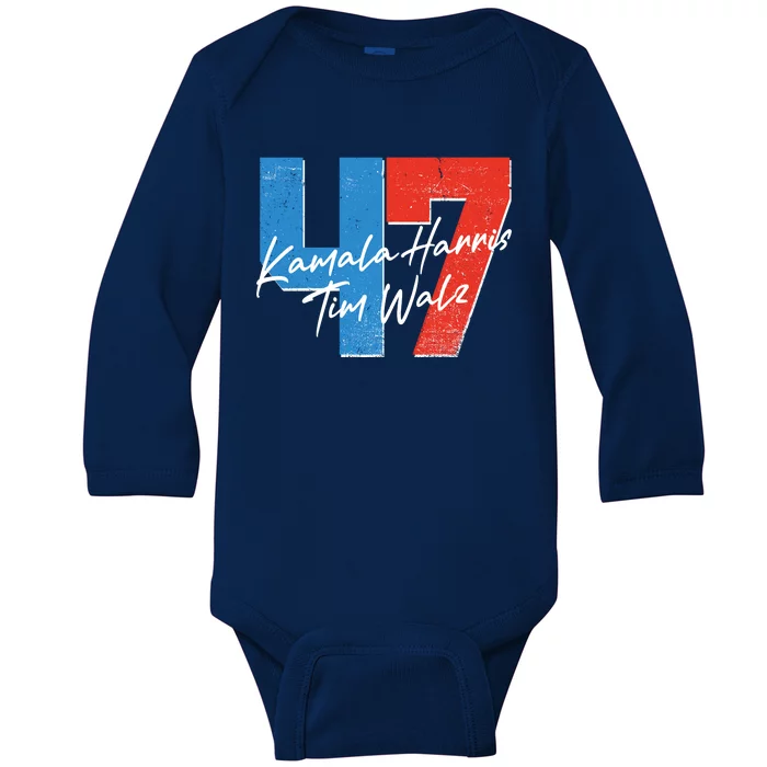 Kamala Harris Tim Walz 47 2024 Election Baby Long Sleeve Bodysuit