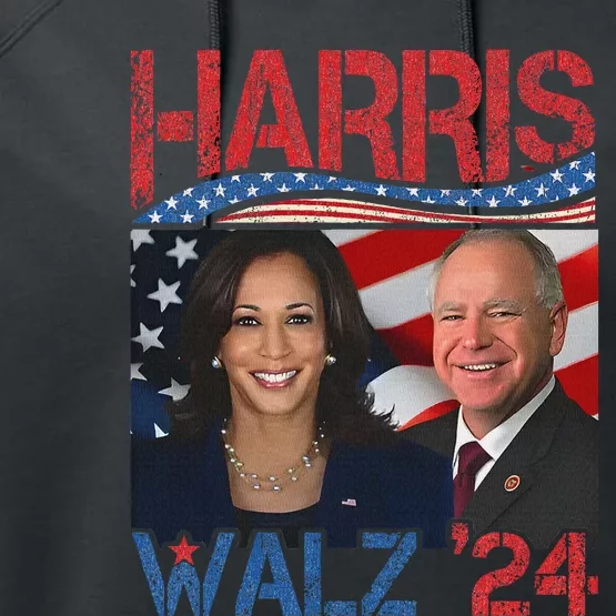 Kamala Harris Tim Walz Waltz Performance Fleece Hoodie